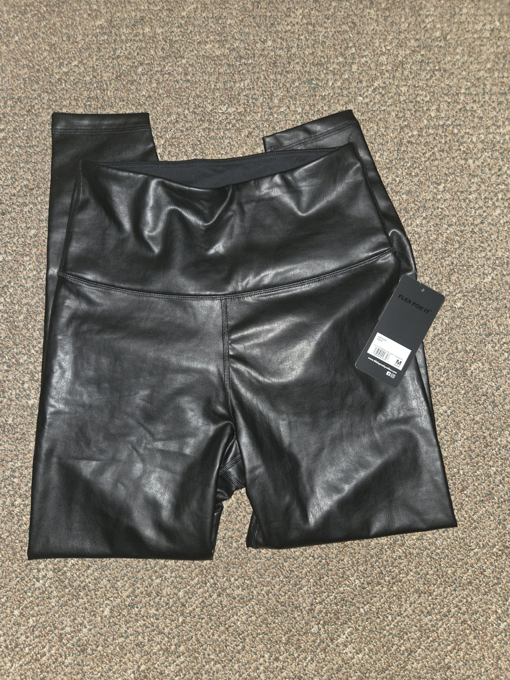90 Degree By Reflex Black Faux Leather Leggings
